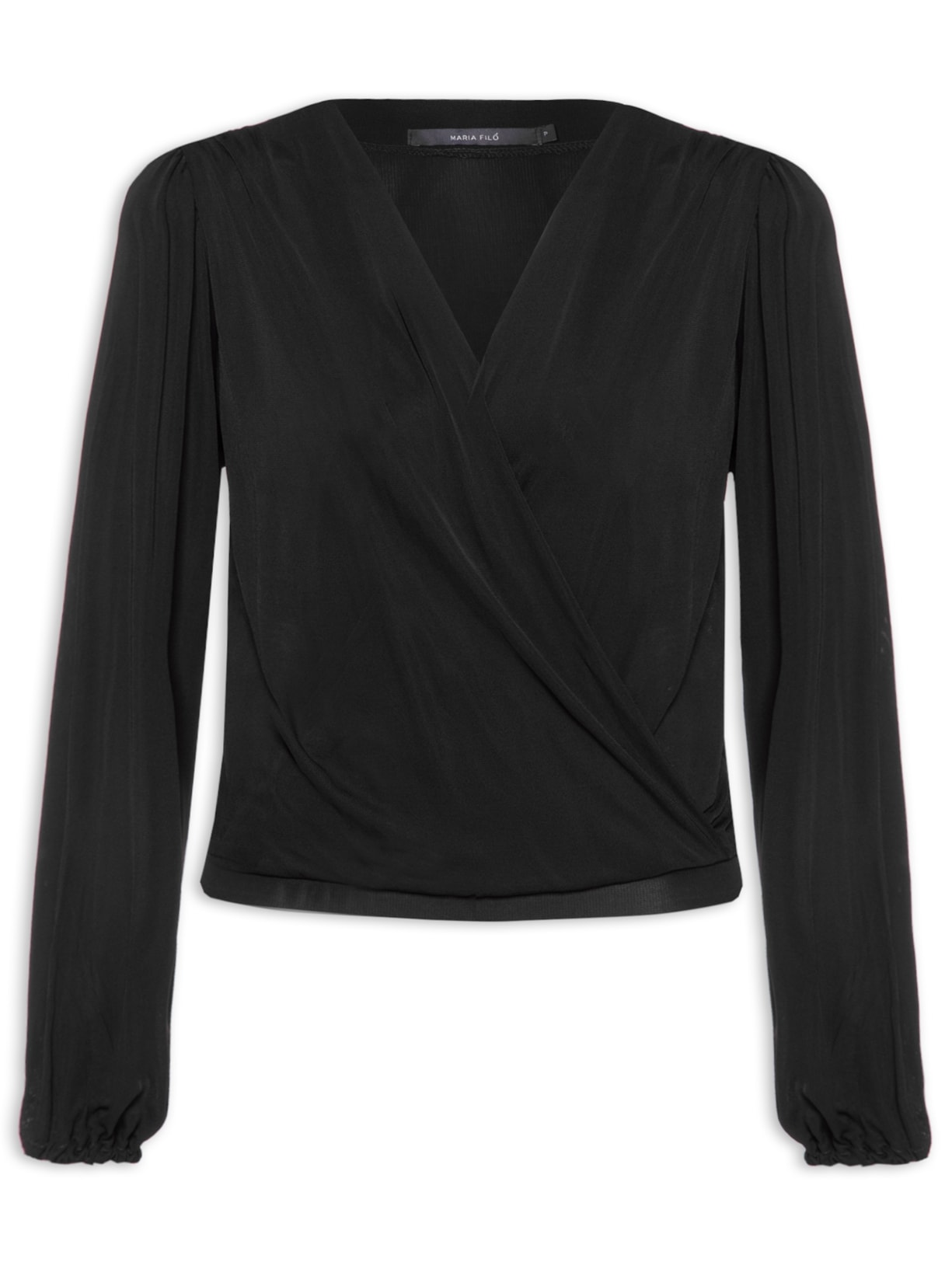 Blusa Feminina Franzida Transpassada - Preto