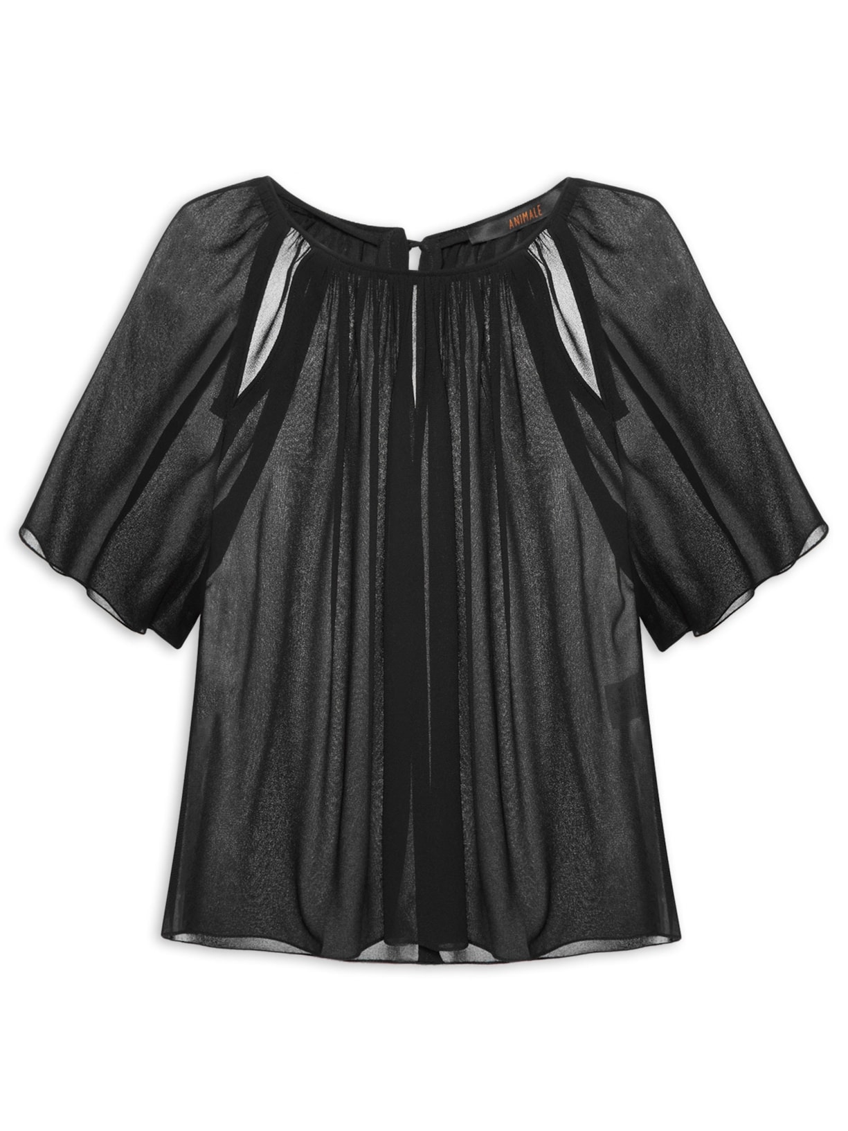 Blusa Feminina Franzida Vivos Preto Animale