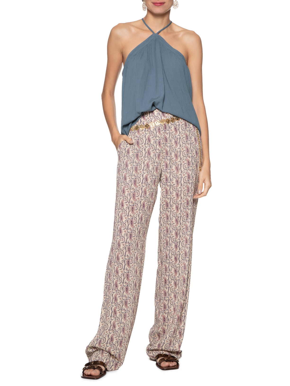 Blusa Feminina Frente Única Azul Maria Filó