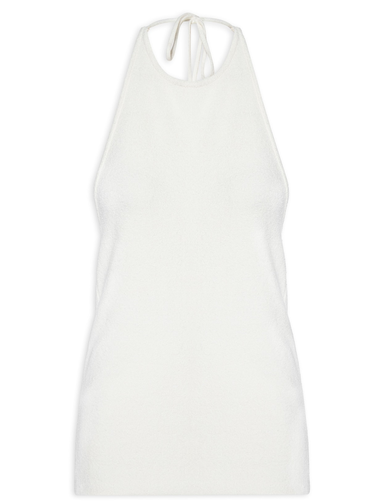 Blusa Feminina Frente Única Com Amarração De Tricot - Branco