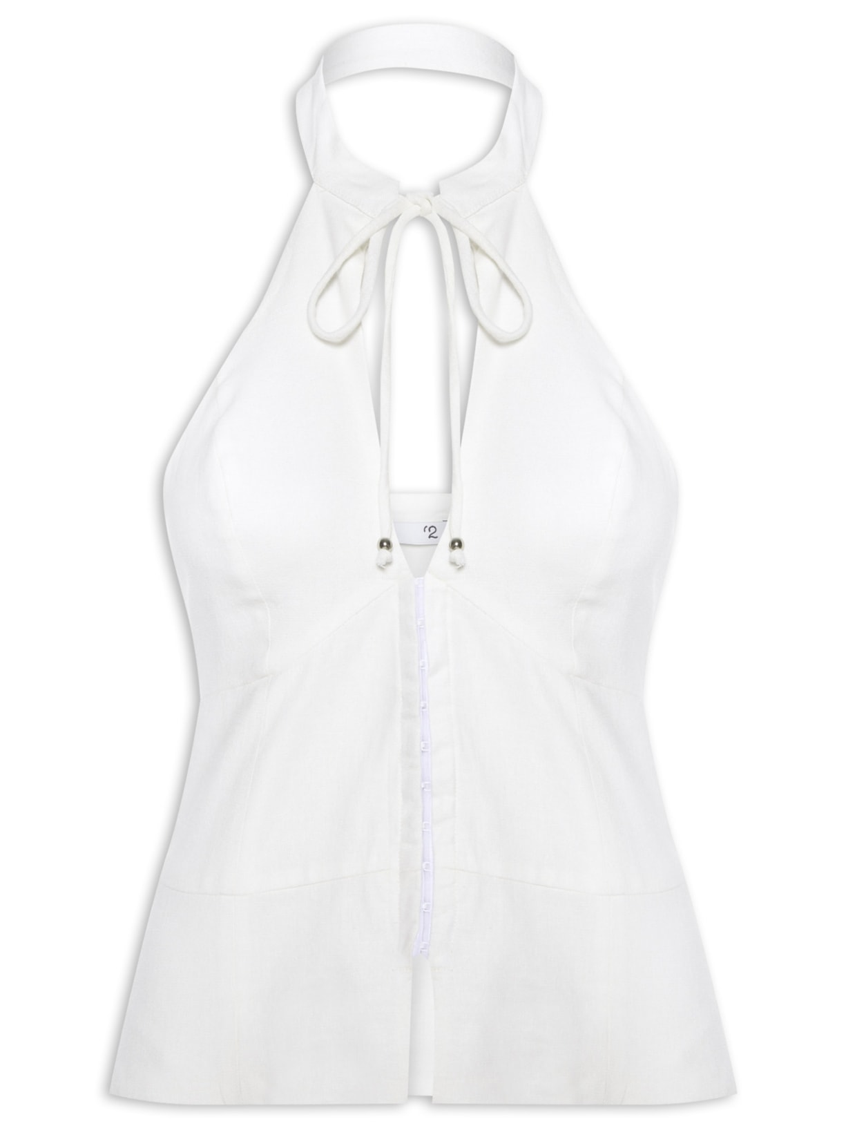 Blusa Feminina Frente Única Com Gola Alta Em Linho Misto - Off White