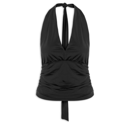 Blusa Feminina Frente Única Em Poliamida - Preto