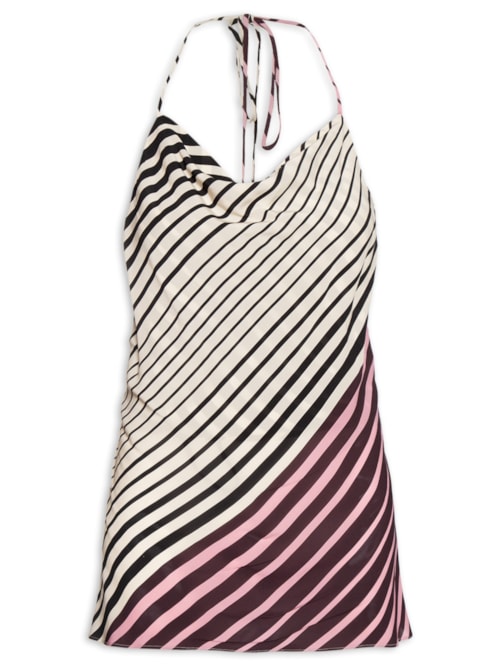 Blusa Feminina Frente Única Listras - Preto