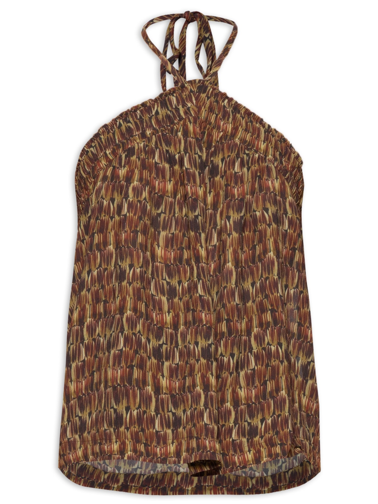 Blusa Feminina Frente Única Textura Rabisco - Marrom