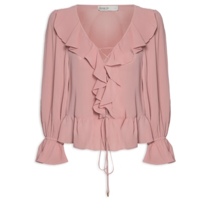 Blusa Feminina Ggt Babados - Rosa