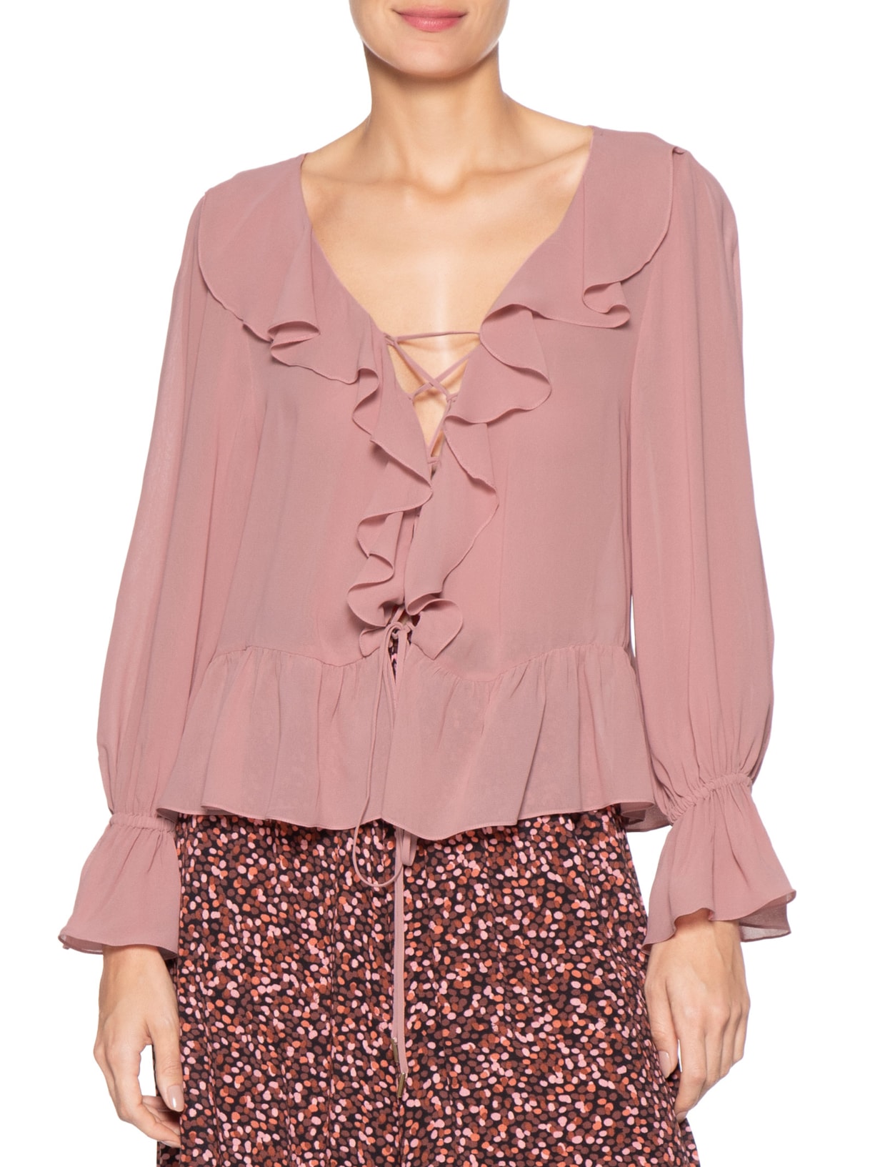 Blusa Feminina Ggt Babados Rosa Dress To