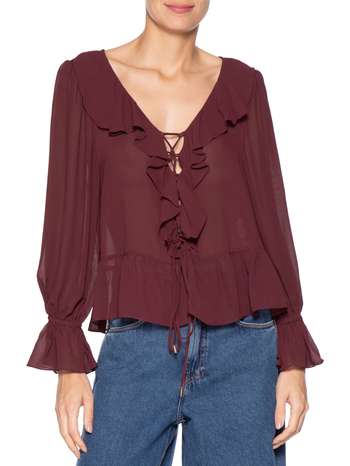 Blusa Feminina Ggt Babados Vermelho Dress To