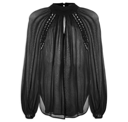 Blusa Feminina GGT Recorte Trançado - Preto