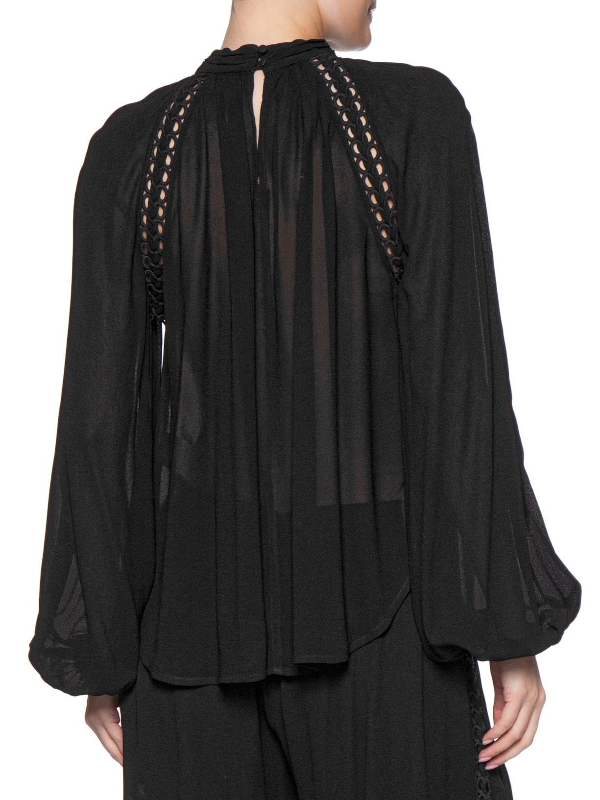 Blusa Feminina GGT Recorte Trançado Preto Maria Filó