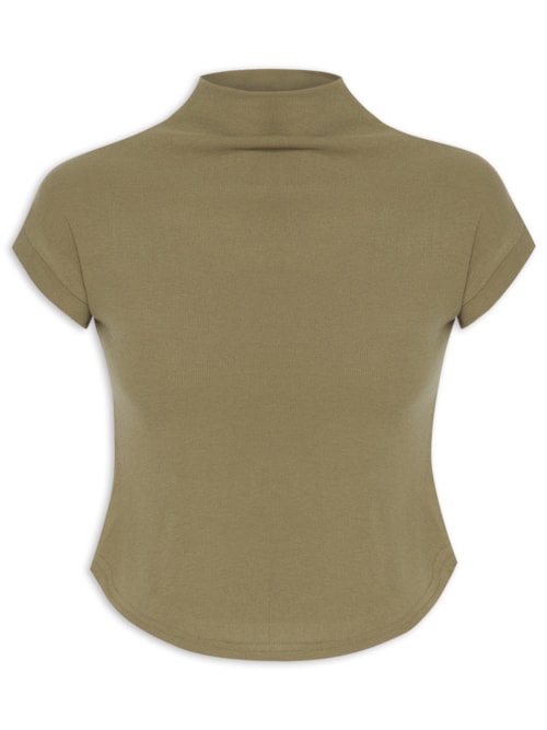 Blusa Feminina Gola Alta Barra Mullet - Verde