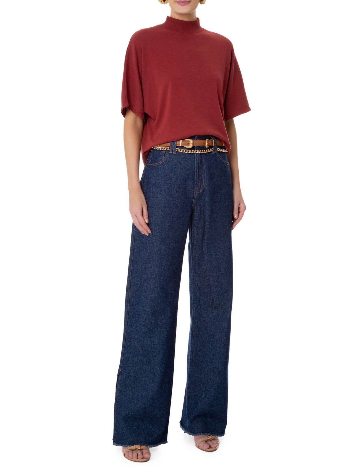 Blusa Feminina Gola Alta Catarina Vinho Twenty Four Seven