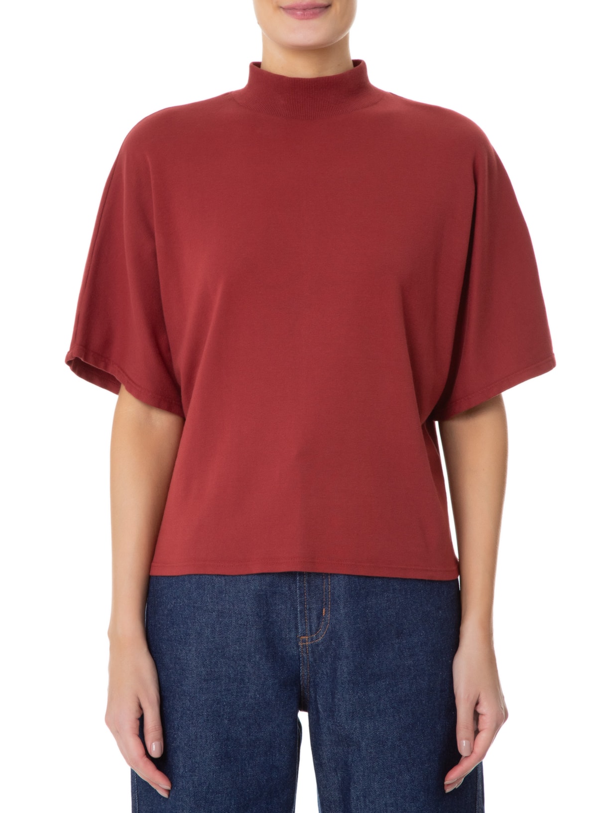 Blusa Feminina Gola Alta Catarina Vinho Twenty Four Seven