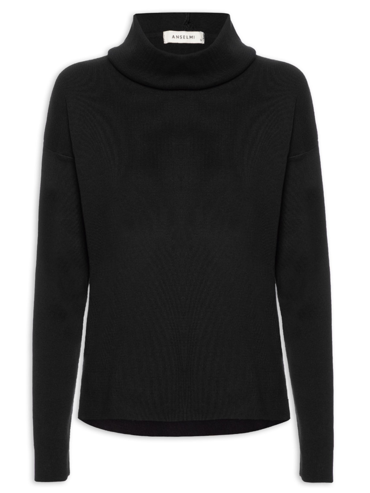 Blusa Feminina Gola Alta Cava Reta Preto Anselmi