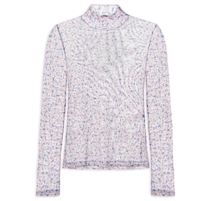 Blusa Feminina Gola Alta De Tule Liberty - Azul