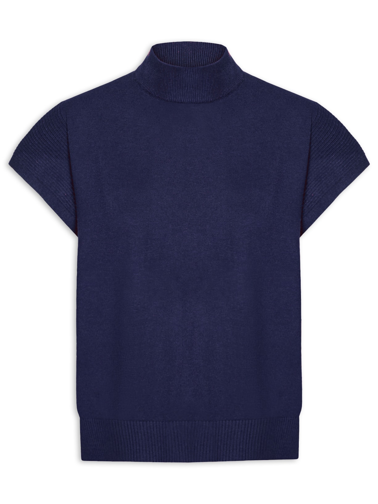 Blusa Feminina Gola Alta Em Tricot - Azul