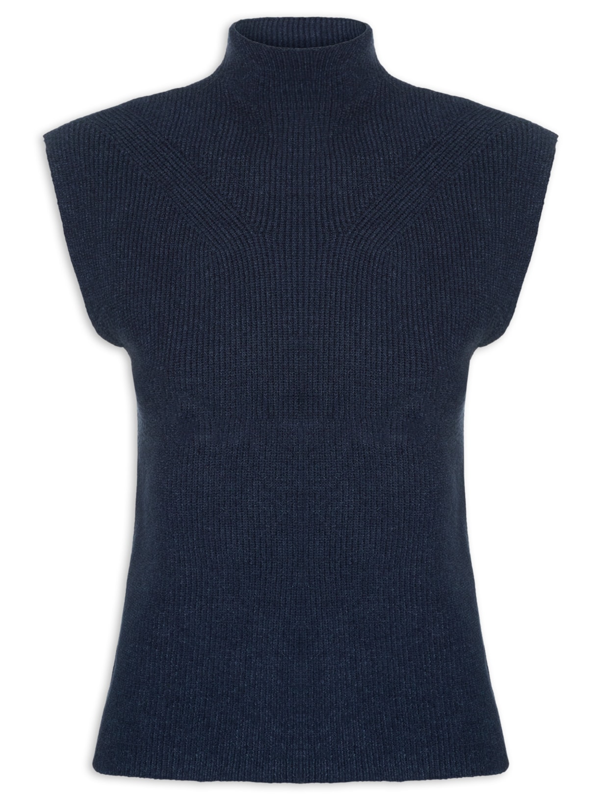 Blusa Feminina Gola Alta Em Tricot Azul  '2Essential