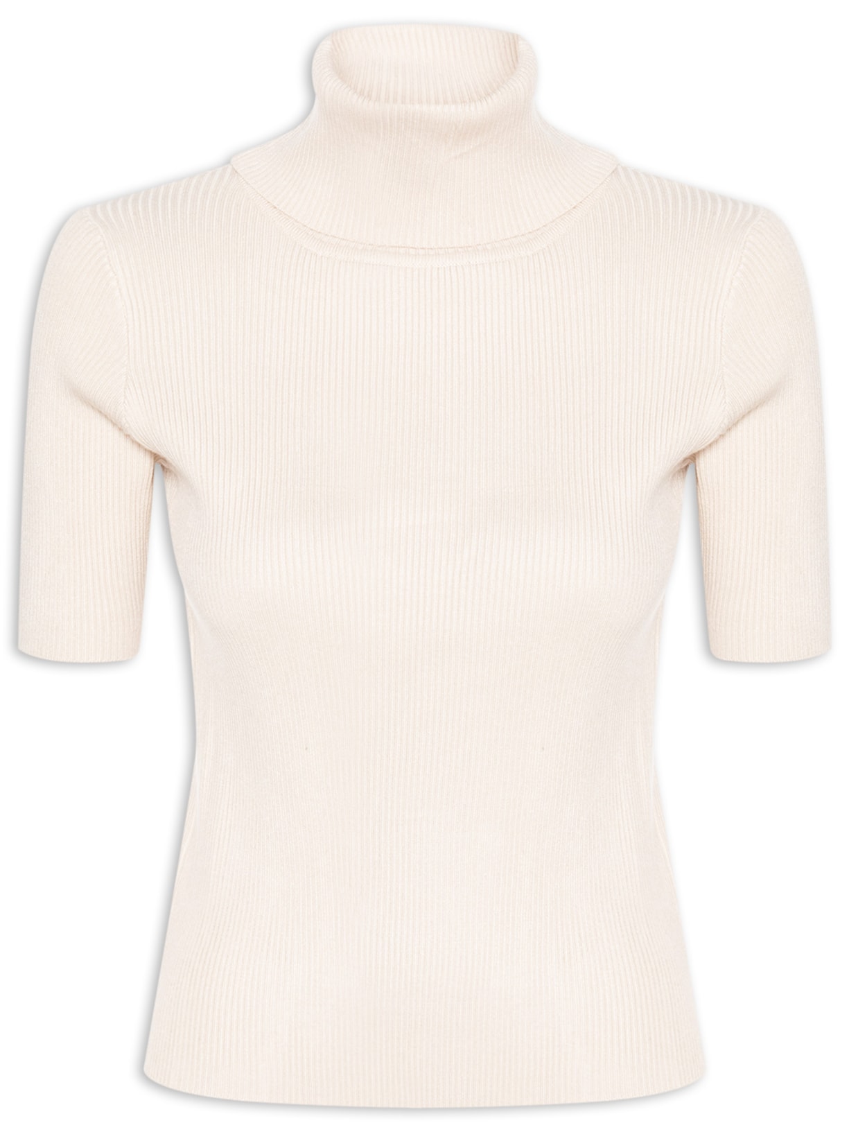 Blusa Feminina Gola Alta em Tricot - Bege