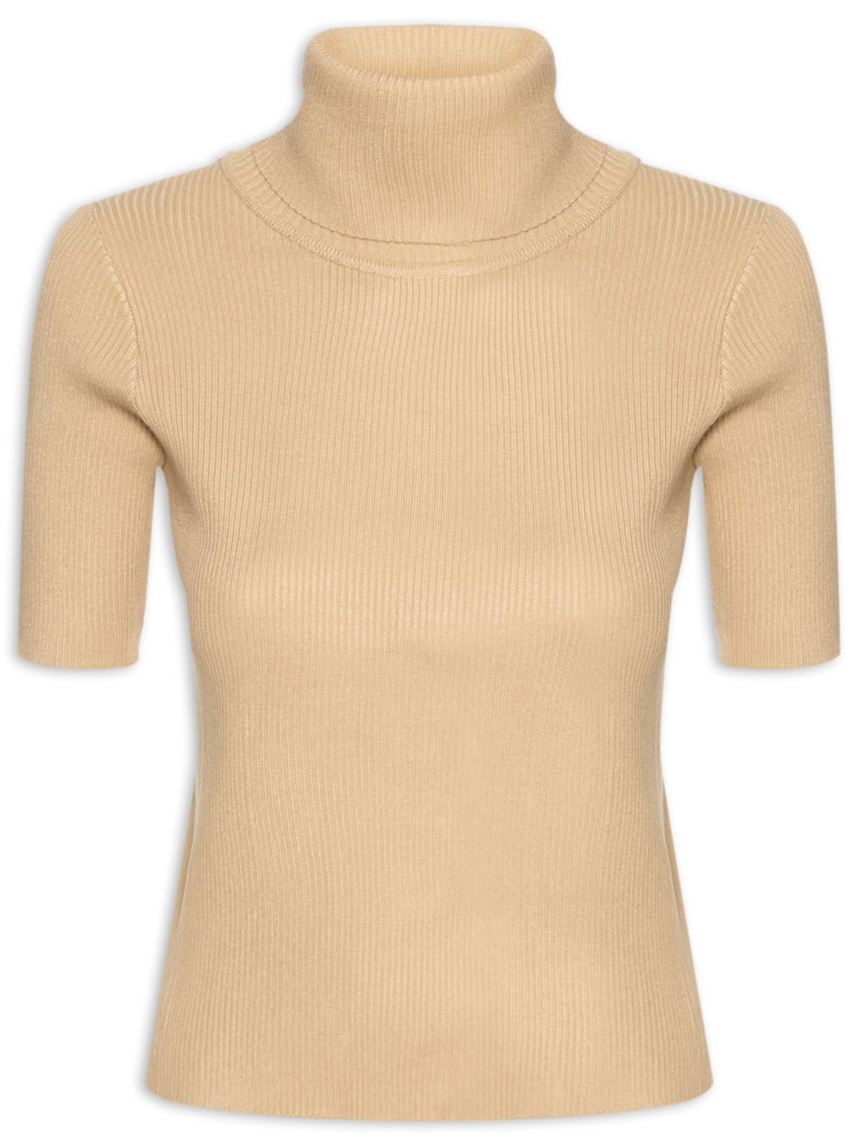 Blusa Feminina Gola Alta em Tricot - Bege