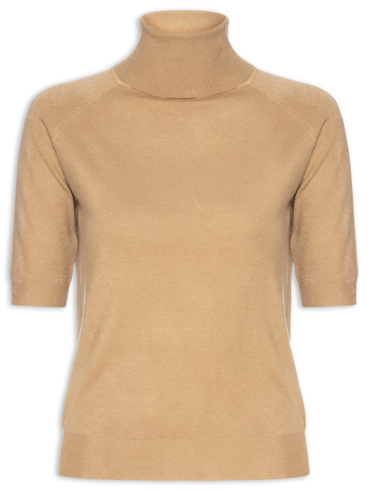 Blusa Feminina Gola Alta Em Tricot - Bege