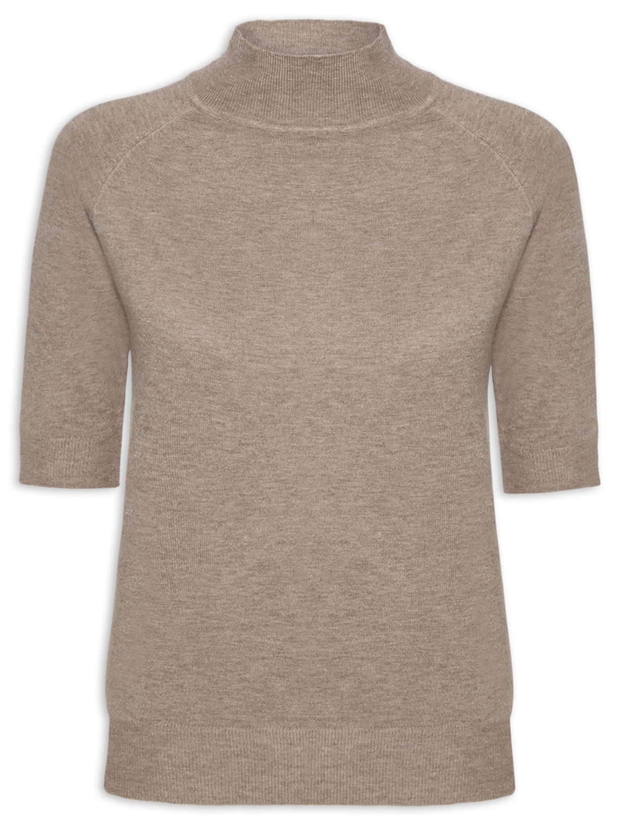 Blusa Feminina Gola Alta Em Tricot - Bege