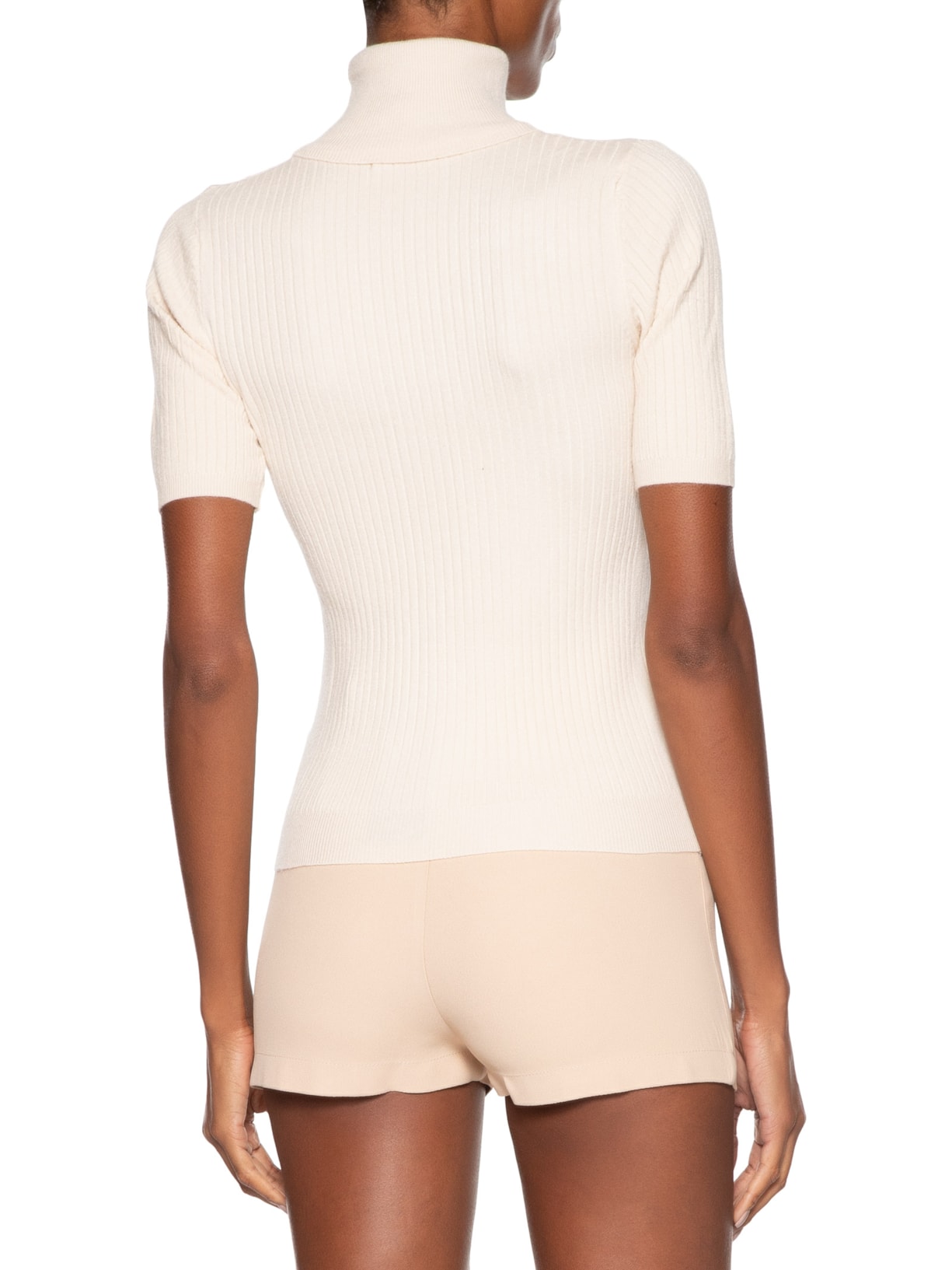 Blusa Feminina Gola Alta Em Tricot Bege '2Essential