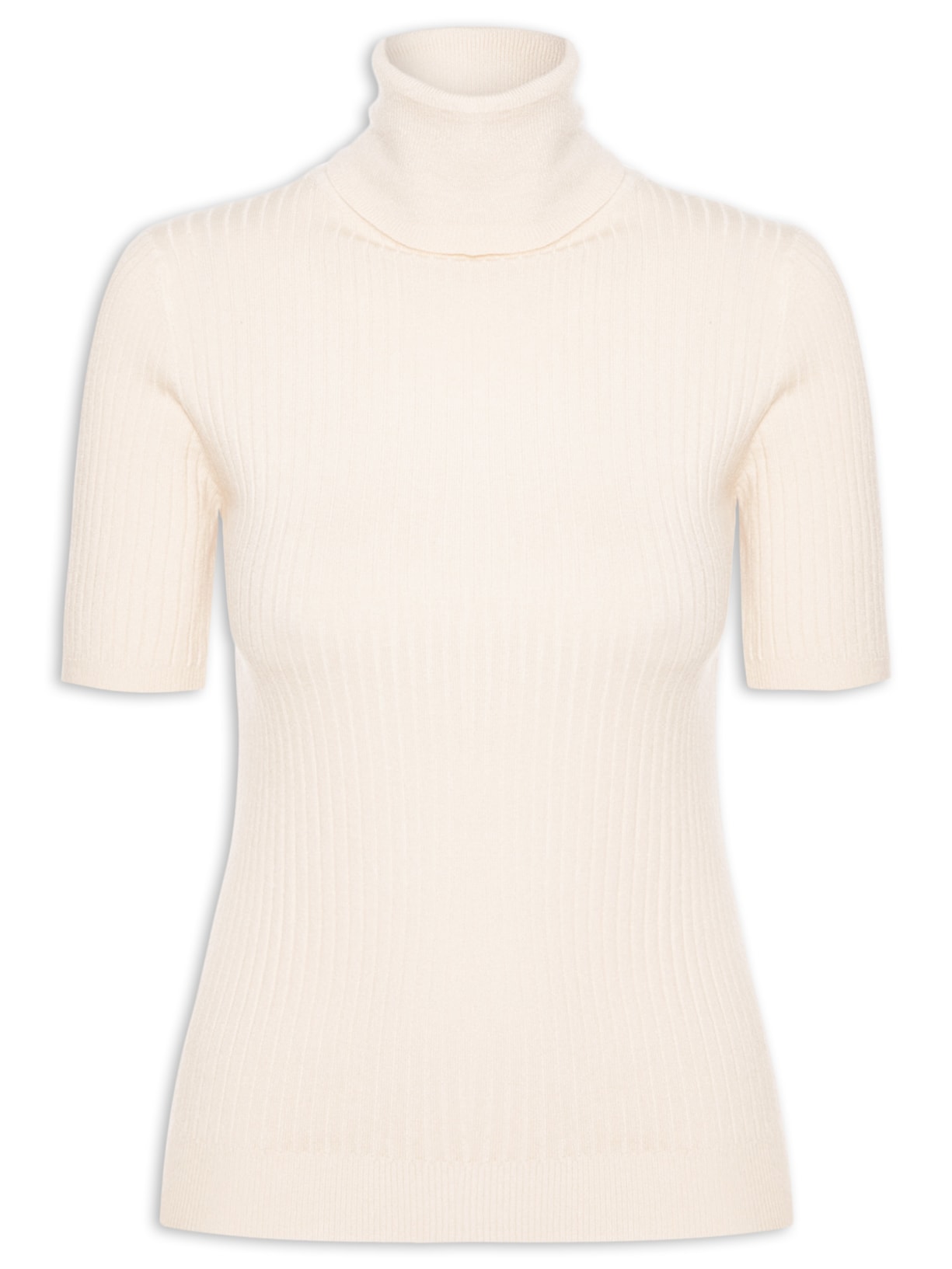 Blusa Feminina Gola Alta Em Tricot - Bege