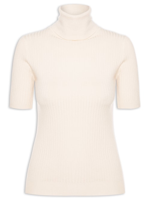 Blusa Feminina Gola Alta Em Tricot - Bege