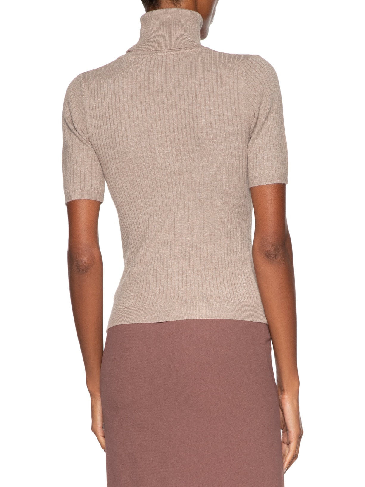 Blusa Feminina Gola Alta Em Tricot Bege '2Essential