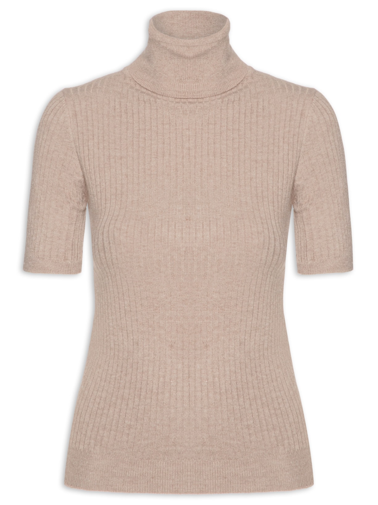 Blusa Feminina Gola Alta Em Tricot - Bege