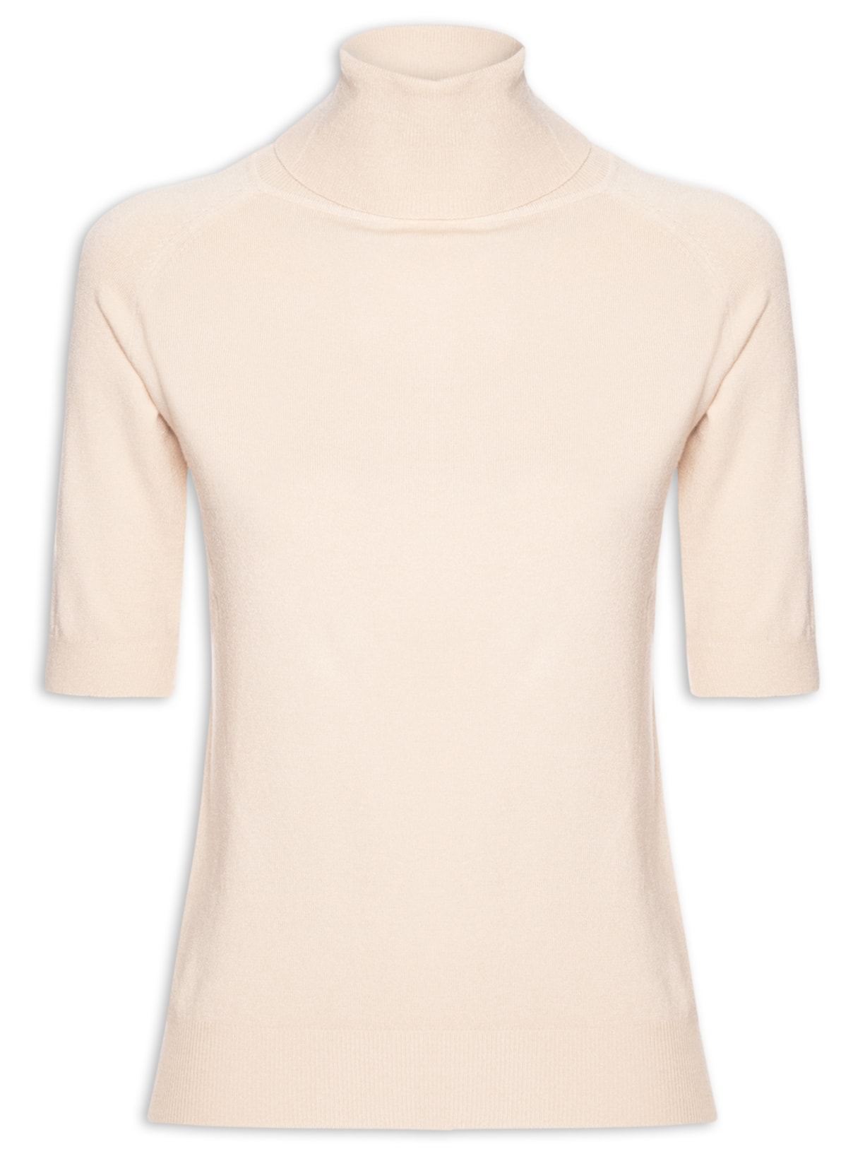Blusa Feminina Gola Alta Em Tricot Bege '2Essential