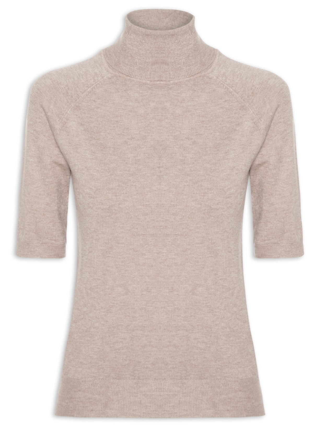 Blusa Feminina Gola Alta Em Tricot - Bege