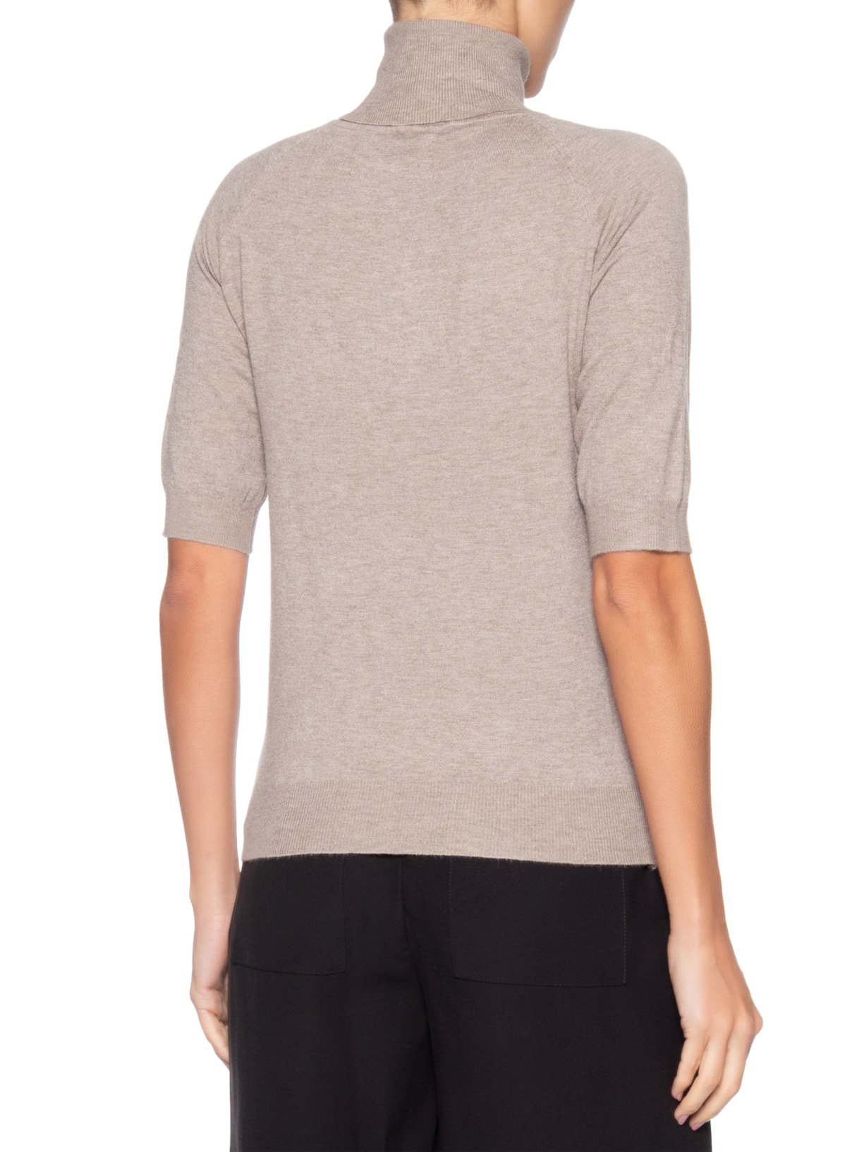 Blusa Feminina Gola Alta Em Tricot Bege '2Essential