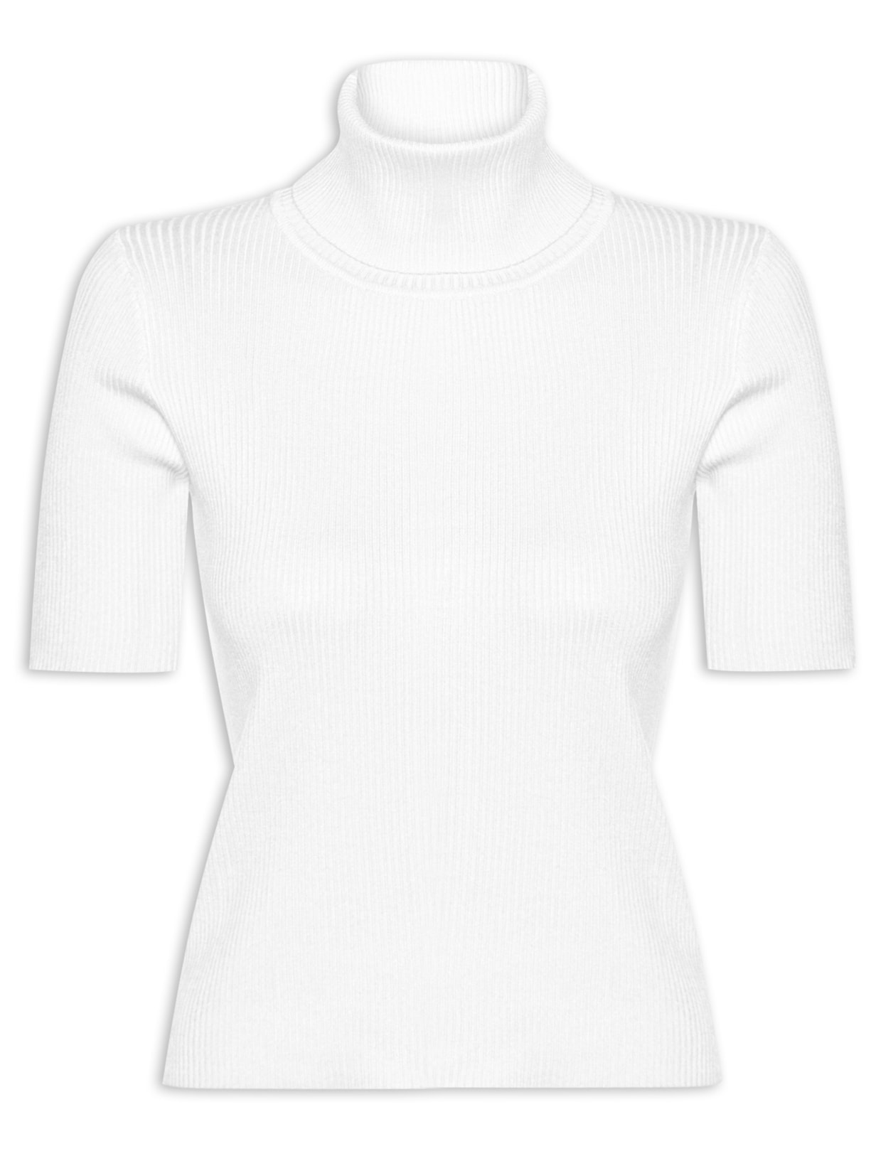 Blusa Feminina Gola Alta em Tricot - Branco