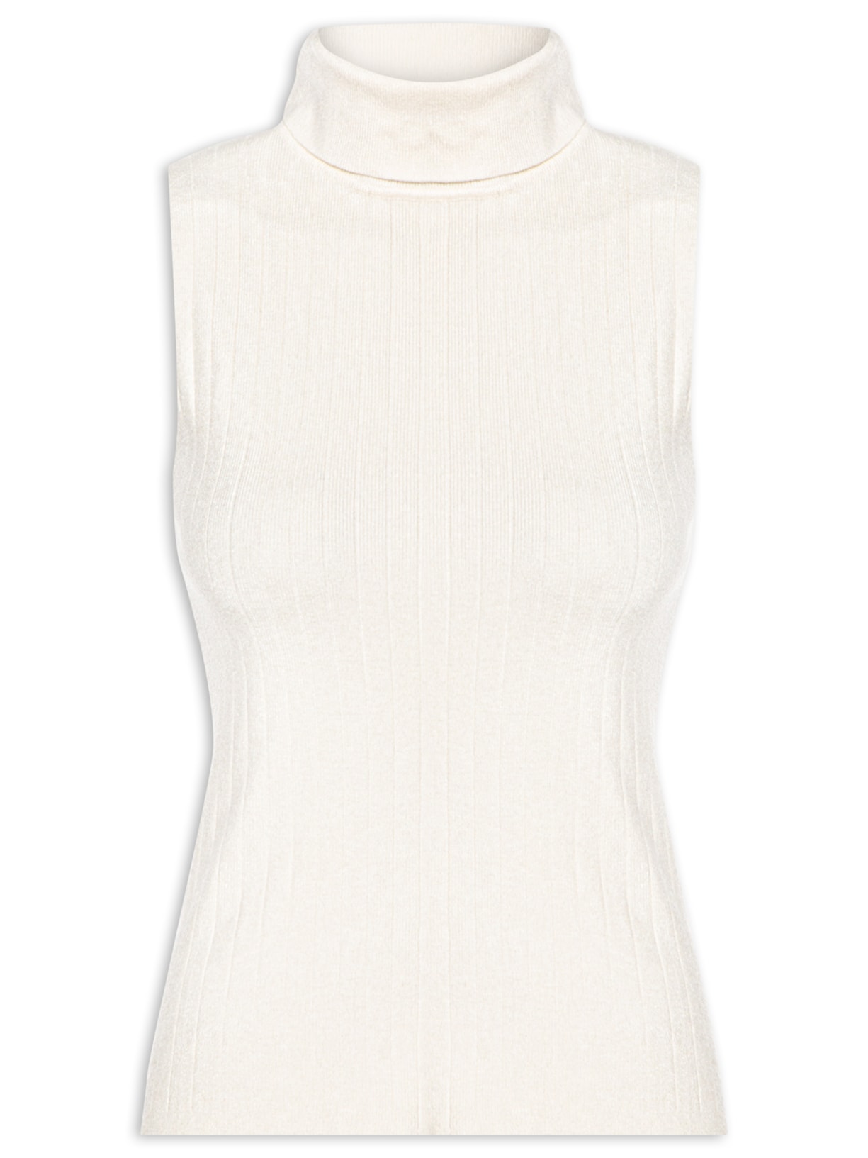 Blusa Feminina Gola Alta Em Tricot - Branco
