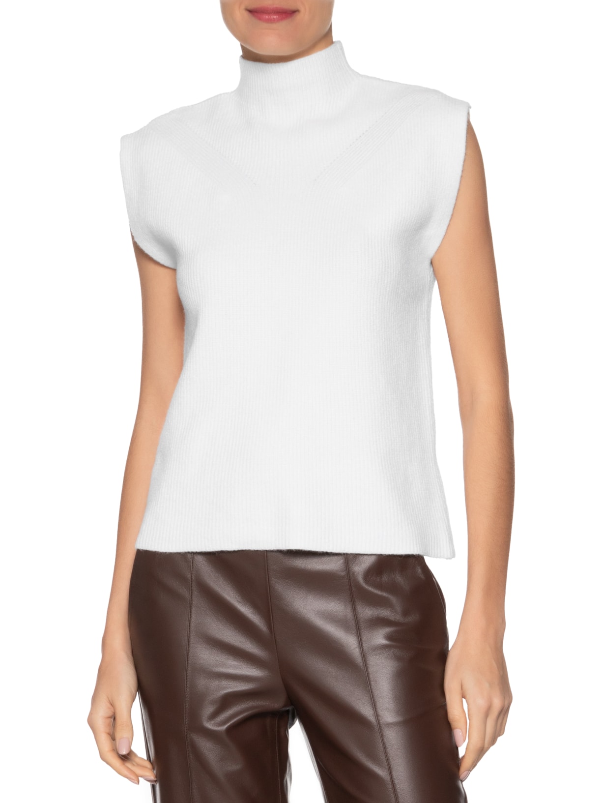 Blusa Feminina Gola Alta Em Tricot Branco '2Essential