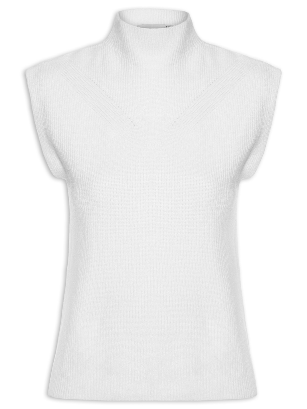 Blusa Feminina Gola Alta Em Tricot Branco '2Essential