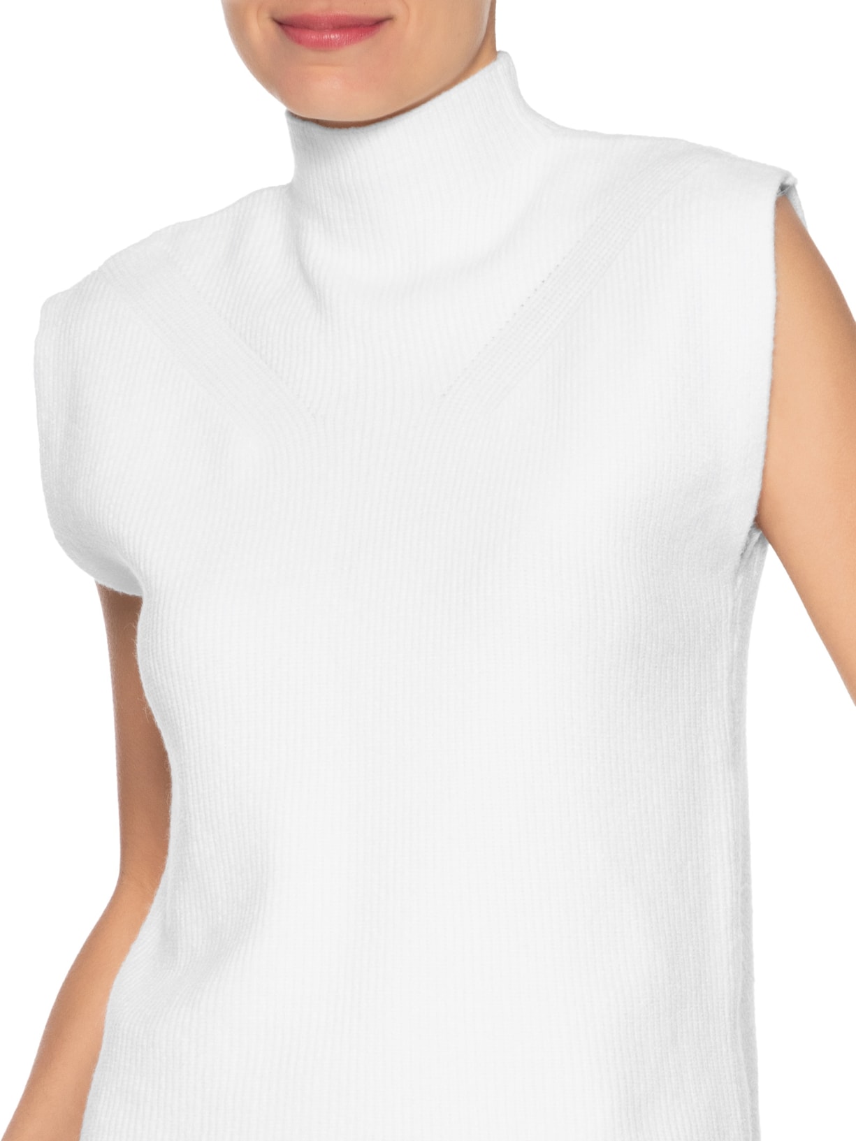 Blusa Feminina Gola Alta Em Tricot Branco '2Essential