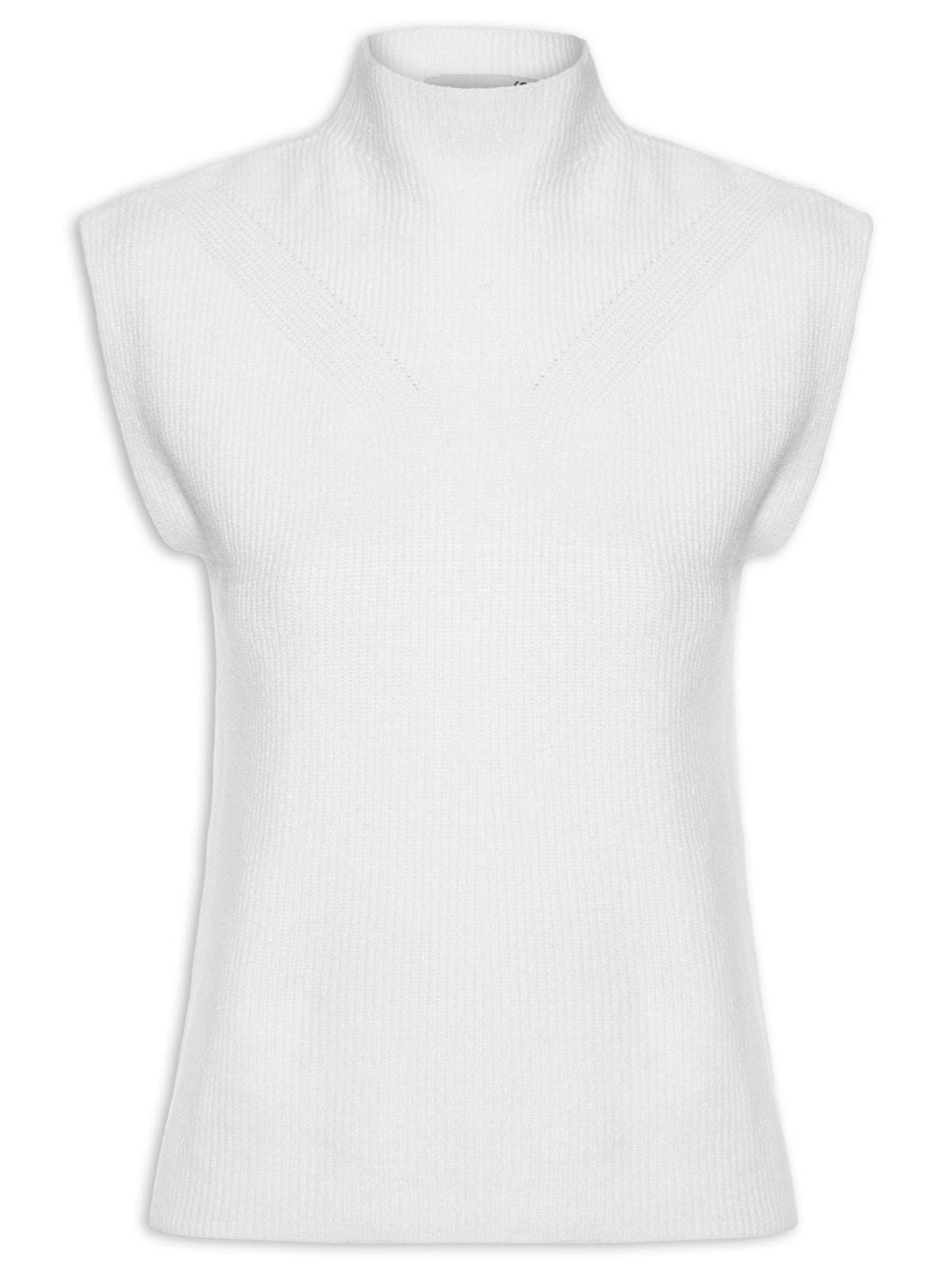 Blusa Feminina Gola Alta Em Tricot - Branco