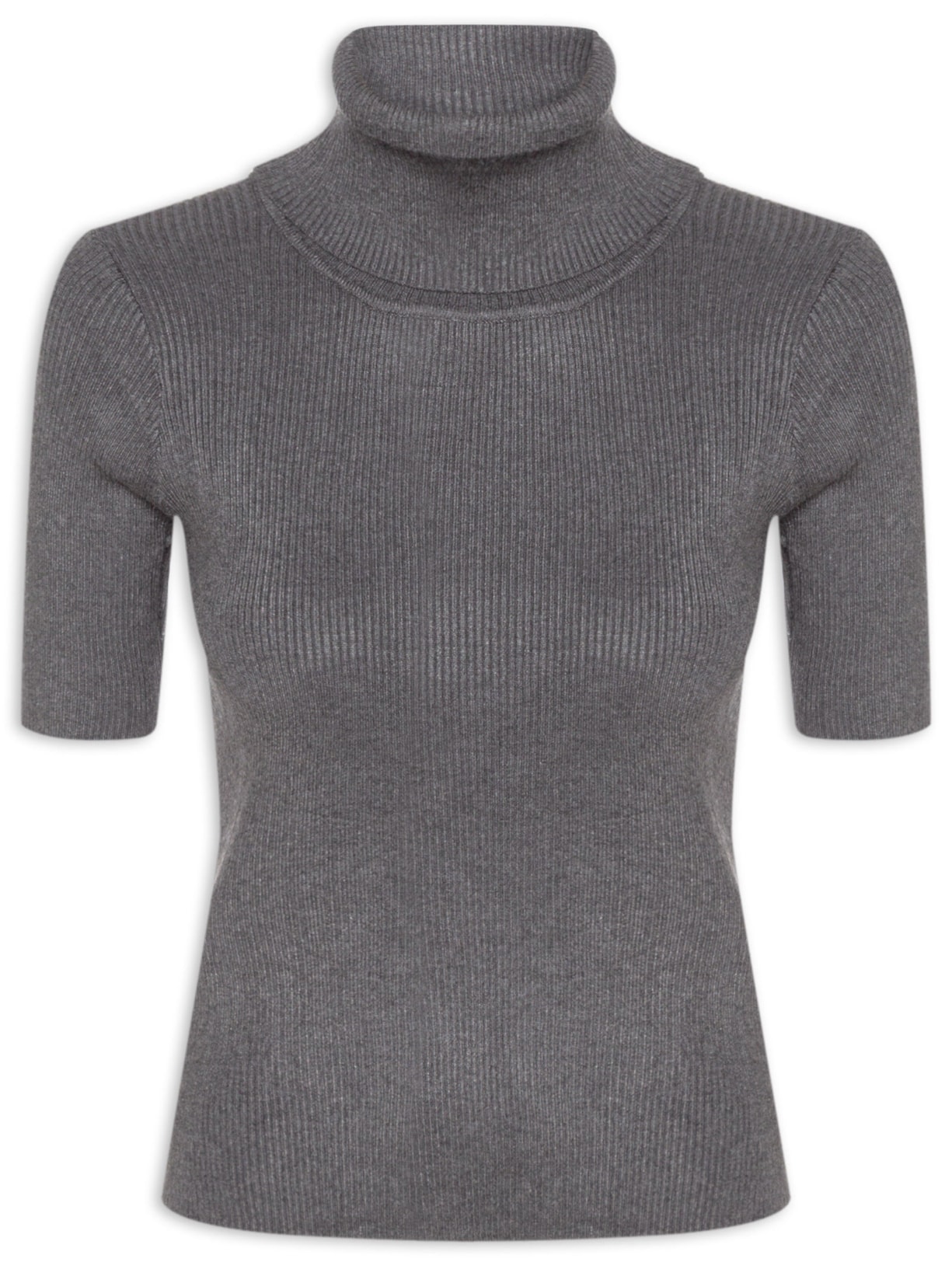 Blusa Feminina Gola Alta em Tricot Cinza '2Essential