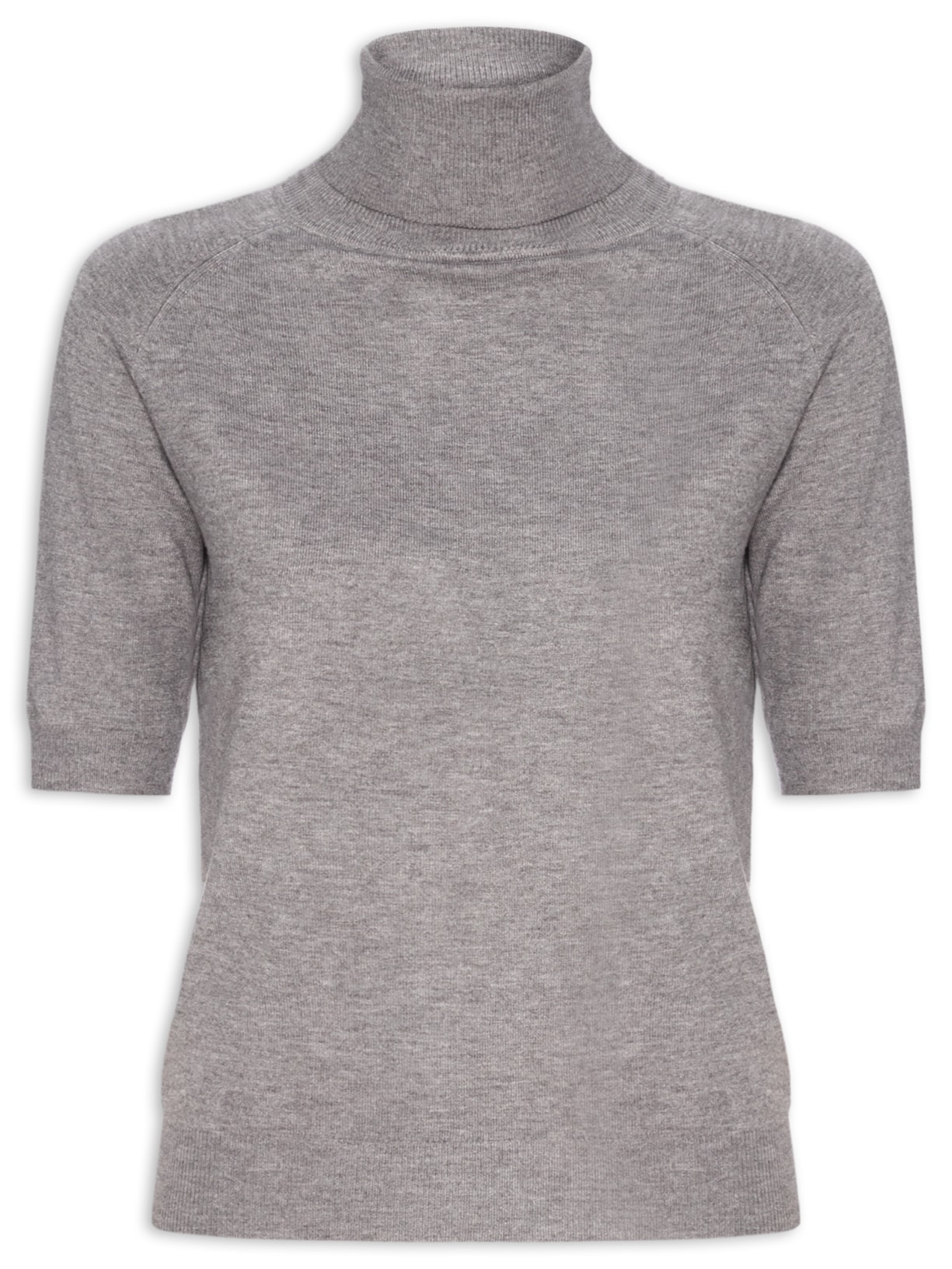 Blusa Feminina Gola Alta Em Tricot - Cinza