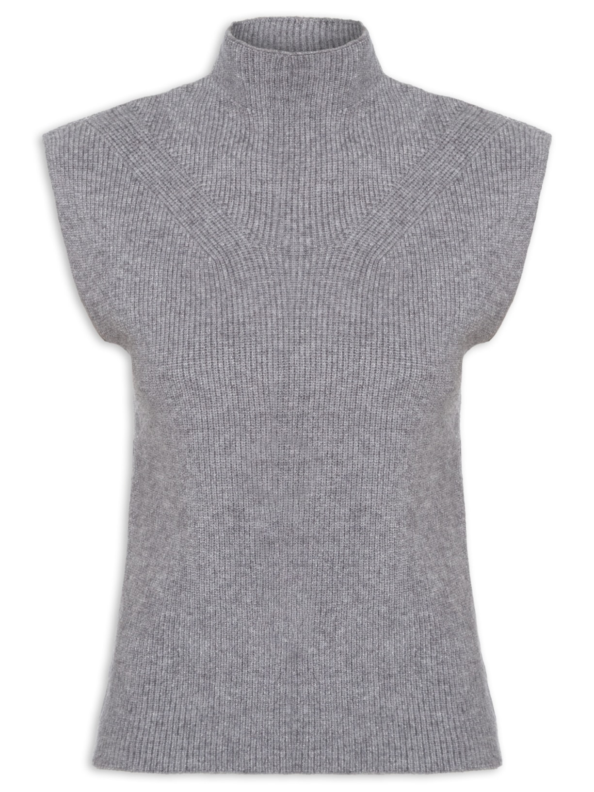 Blusa Feminina Gola Alta Em Tricot - Cinza