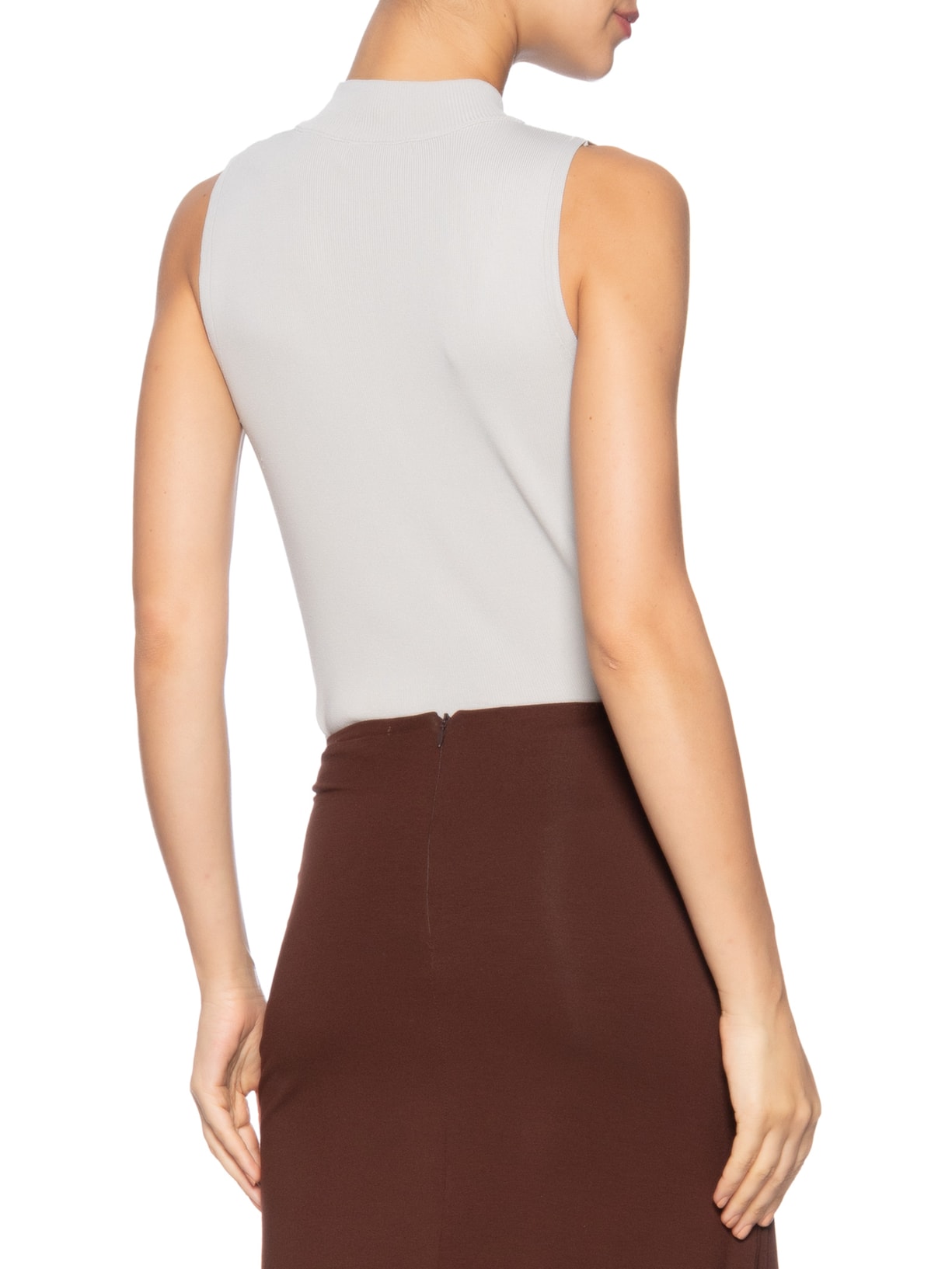Blusa Feminina Gola Alta Em Tricot Cinza '2Essential