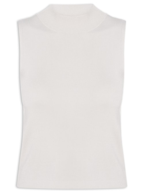 Blusa Feminina Gola Alta Em Tricot - Cinza