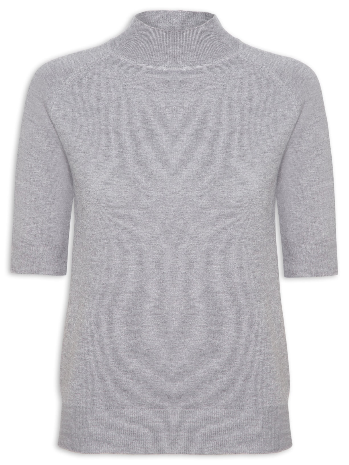Blusa Feminina Gola Alta Em Tricot Cinza '2Essential