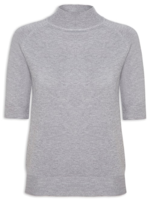 Blusa Feminina Gola Alta Em Tricot - Cinza