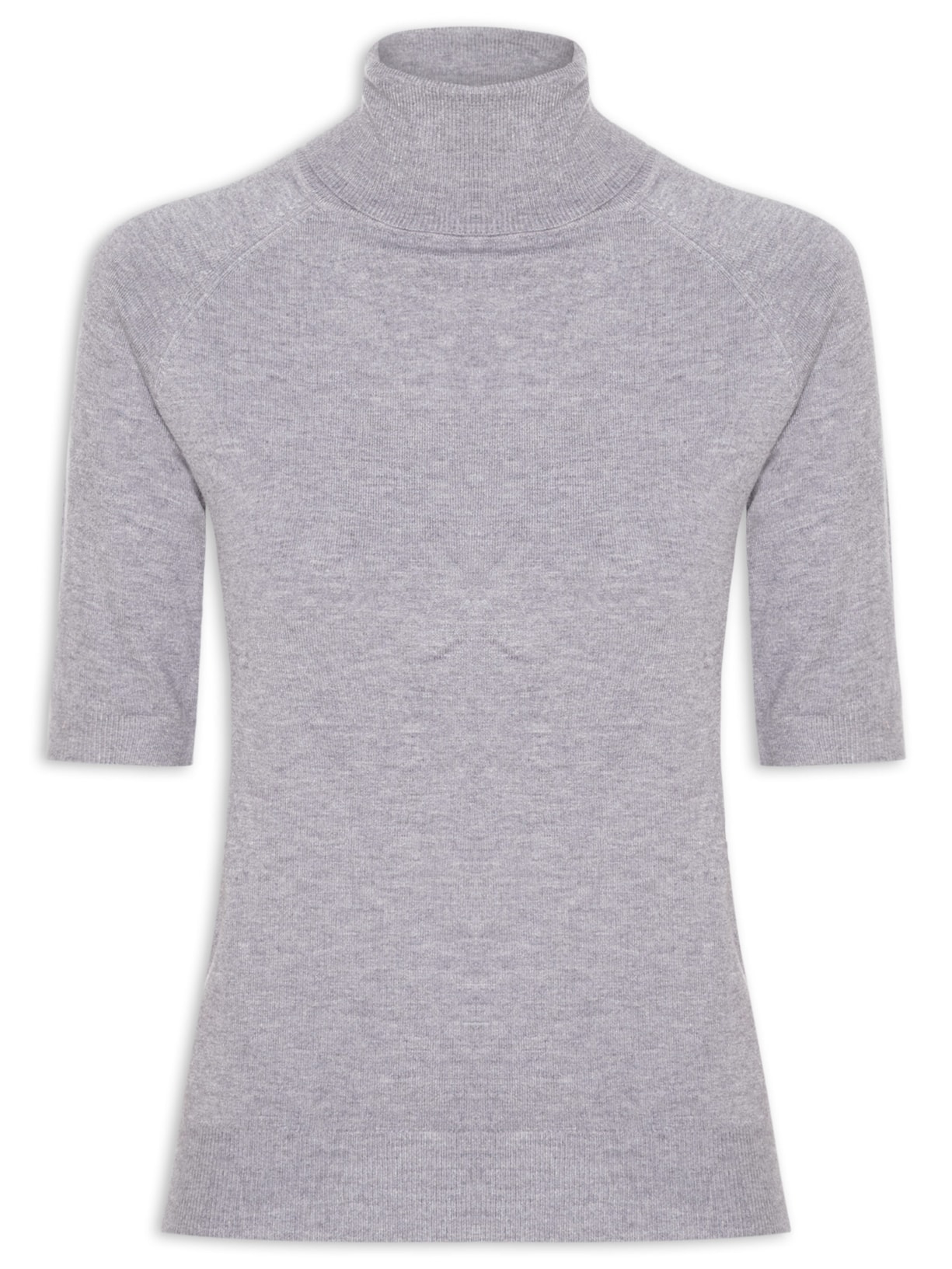 Blusa Feminina Gola Alta Em Tricot Cinza '2Essential
