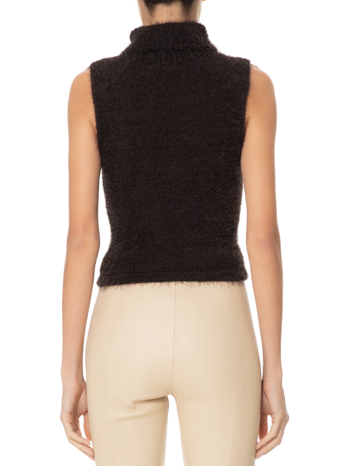 Blusa feminina Gola Alta Em Tricot Marrom '2Essential