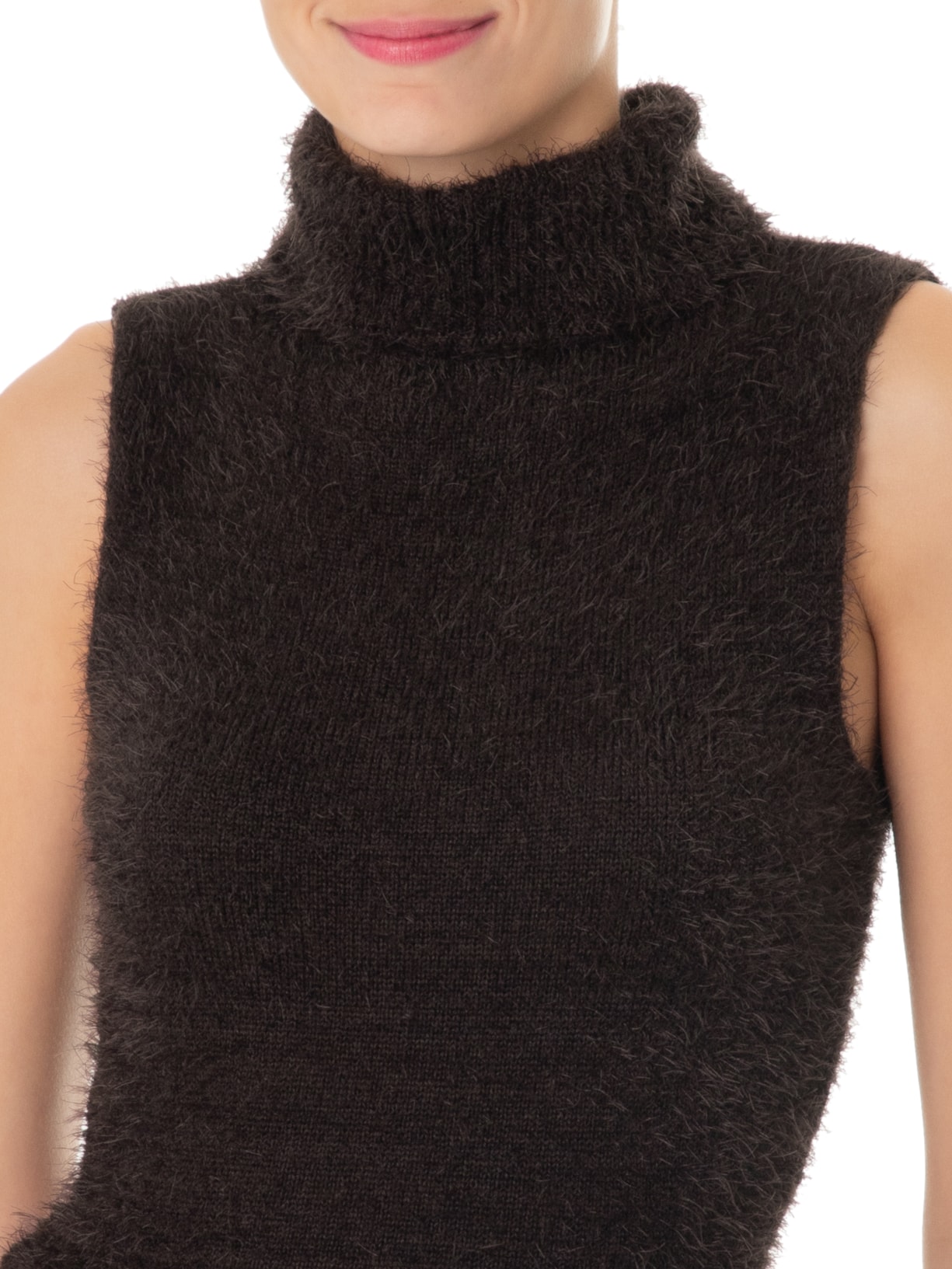 Blusa feminina Gola Alta Em Tricot Marrom '2Essential