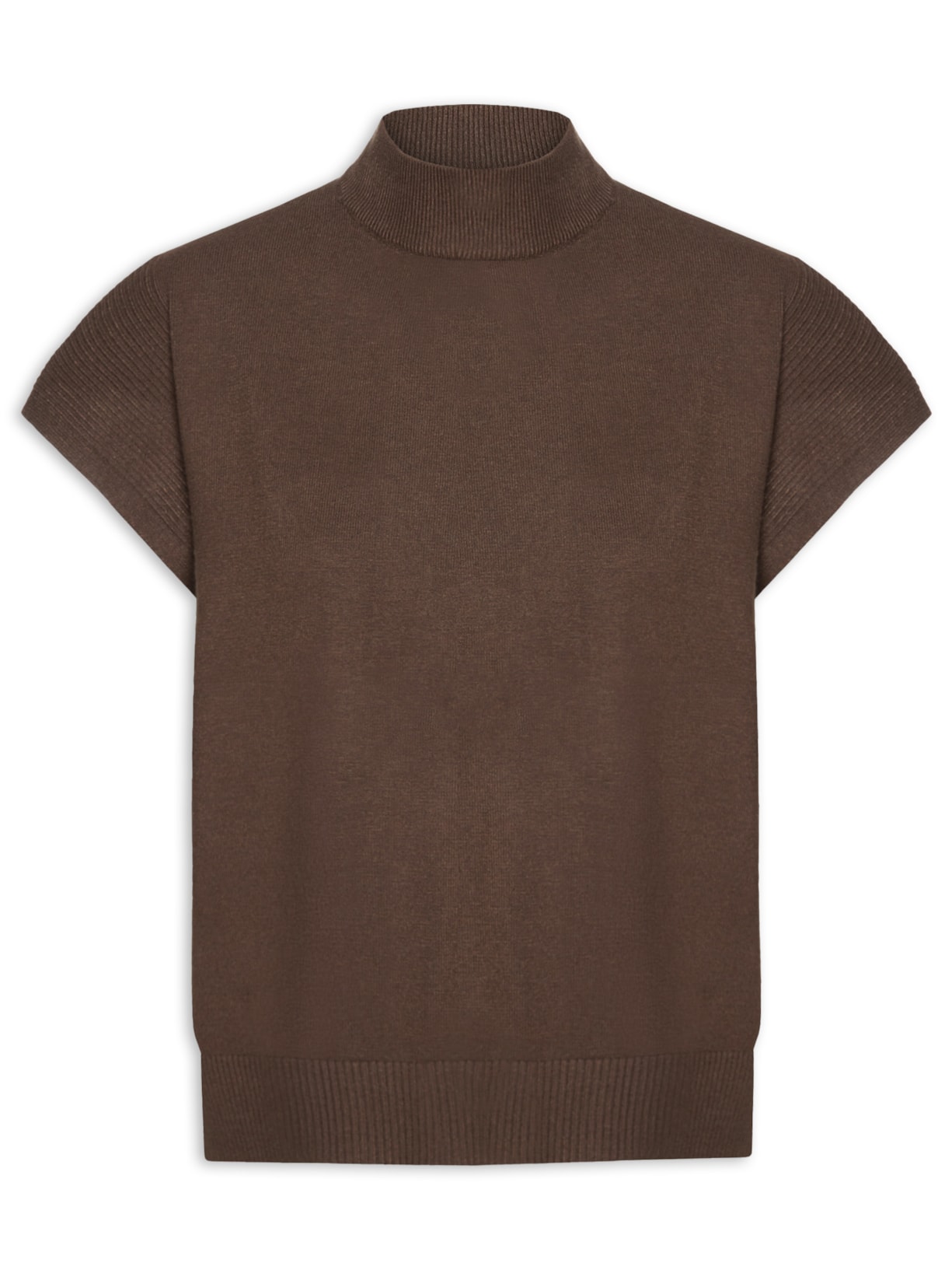 Blusa Feminina Gola Alta Em Tricot - Marrom