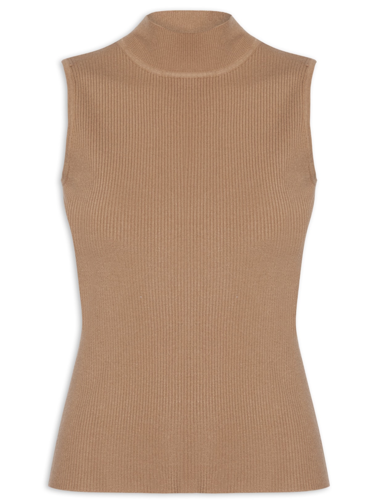 Blusa Feminina Gola Alta Em Tricot - Marrom